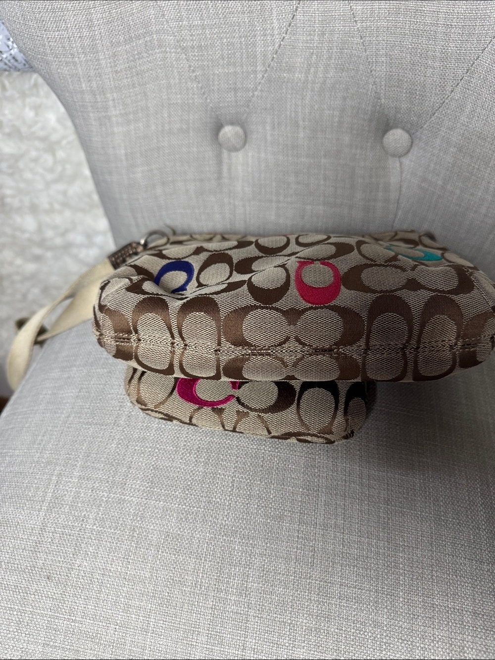 Coach Khaki Signature Crossbody with Multicolor 'C' Accents - Picture 3 of 13